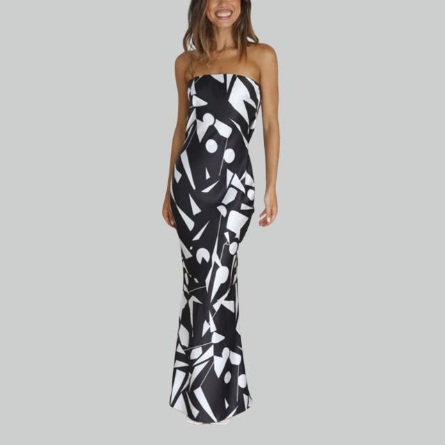 Andrea - Maxivestido sin tirantes con abertura lateral