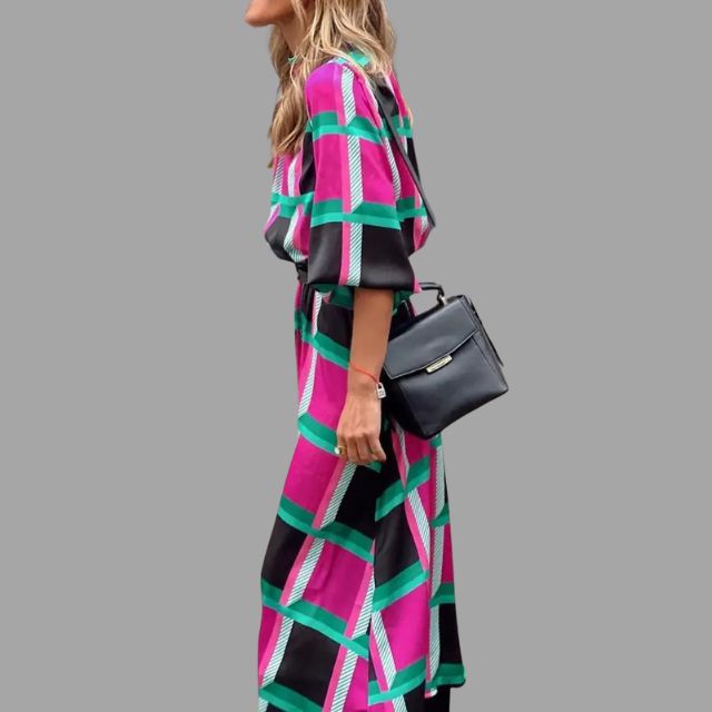 Aleiah - Vestido midi de espiga de colores