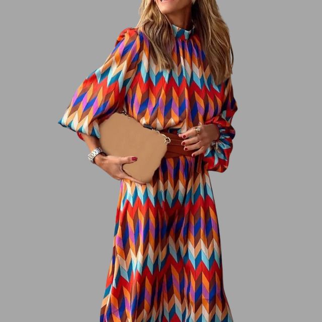 Aleiah - Vestido midi de espiga de colores