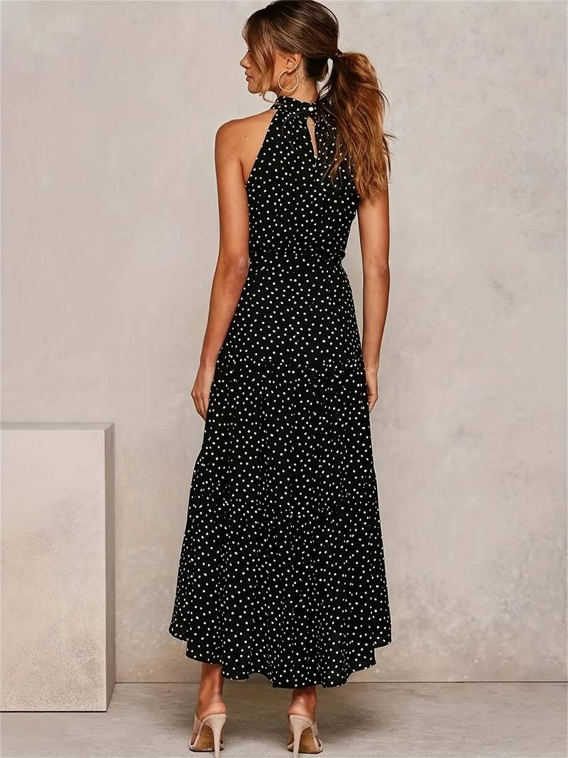 Cerelia - Vestido sin mangas con escote joya y lunares