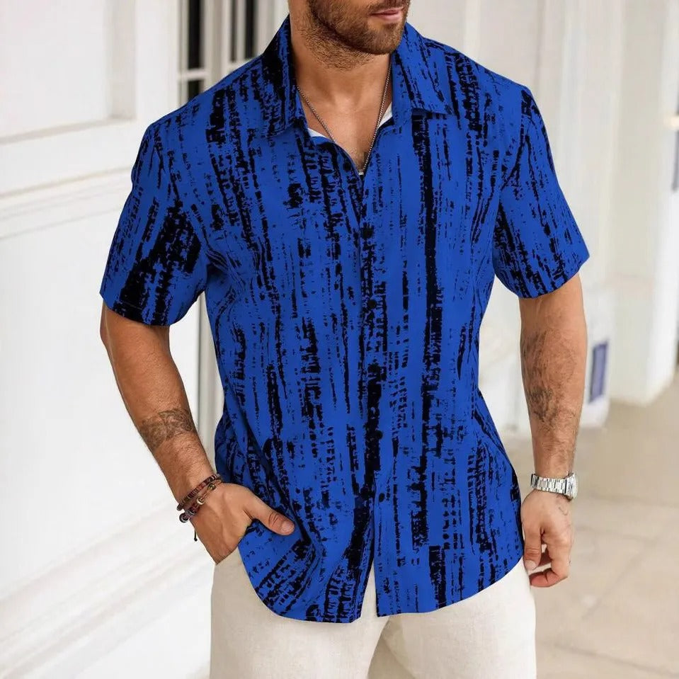 Camisa para hombre viscosa con estampado abstracto estilo casual - Mateo