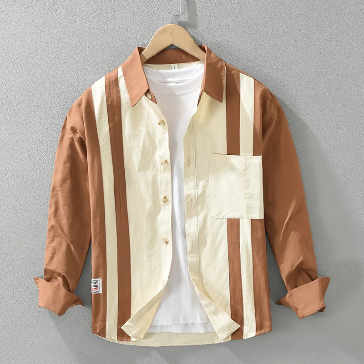 Camisa para hombre de algodón estampado retro estilo casual - Mateo