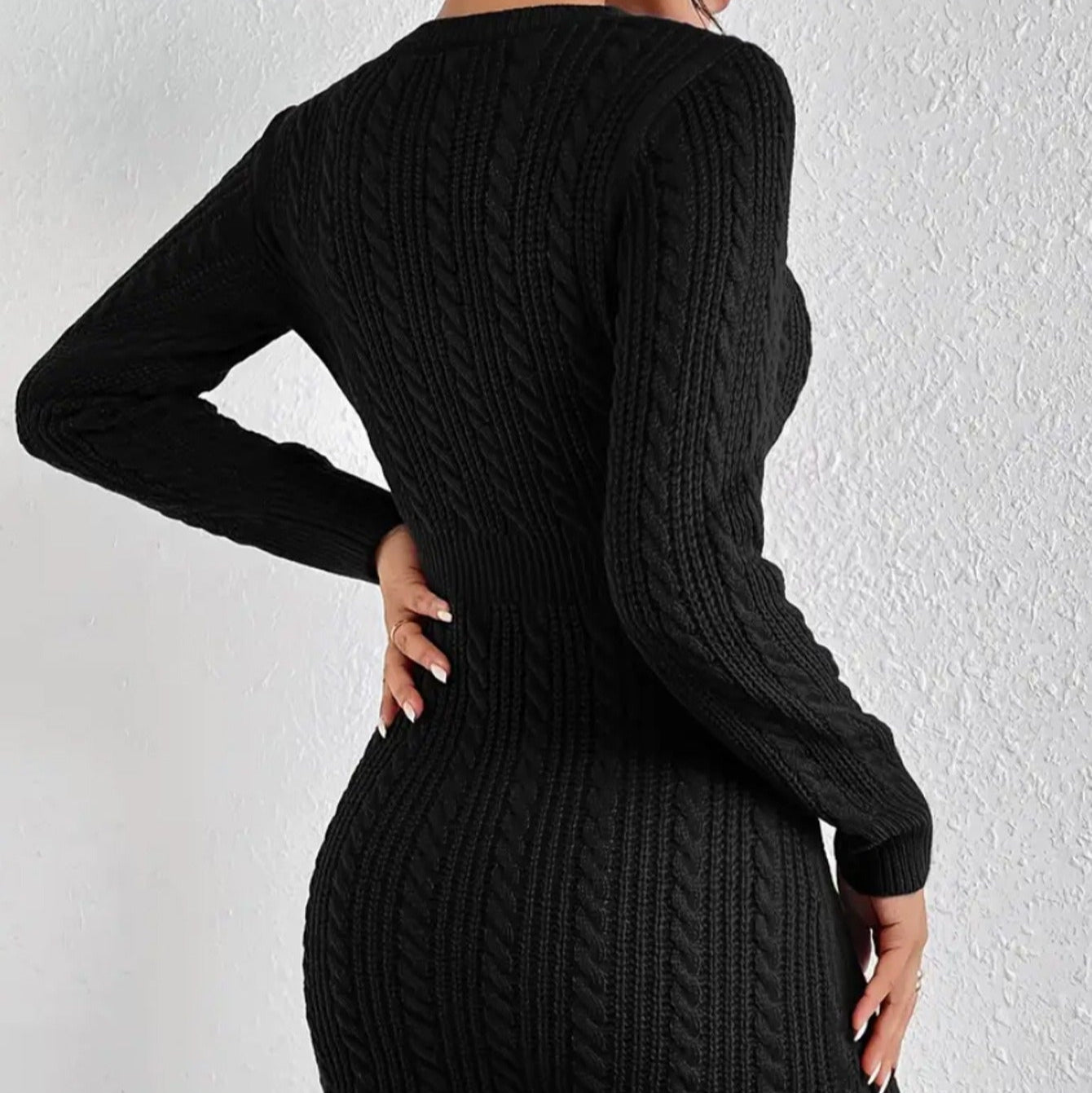 Vestido corto mujer punto trenzado estilo ajustado - Noelia