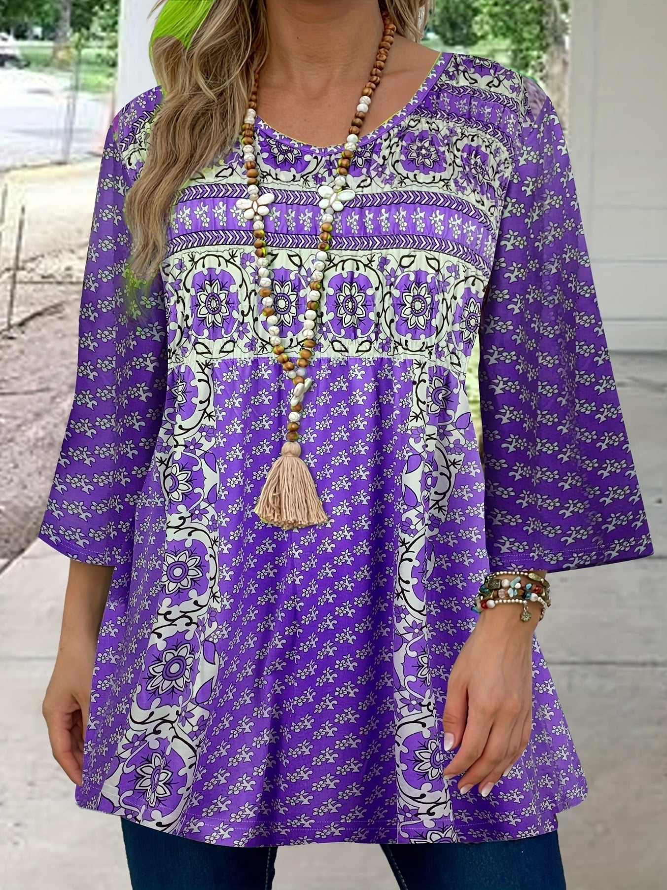 Stacy - Elegante camiseta top con media manga para mujer