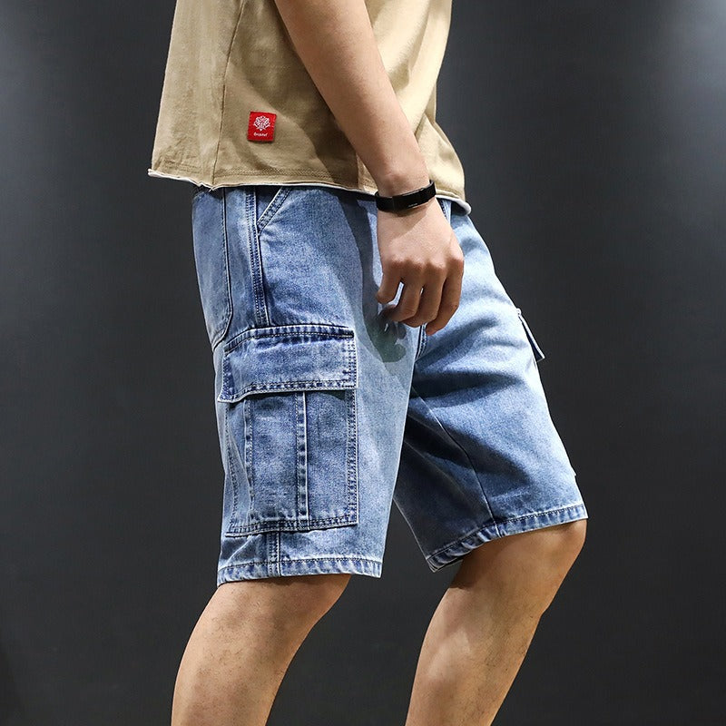 Pantalones cortos para hombre denim con bolsillos estilo recto - Tomás