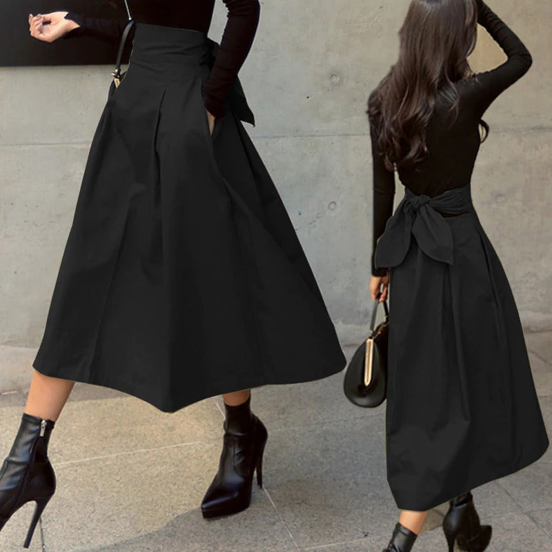 Falda midi de mujer con cintura alta