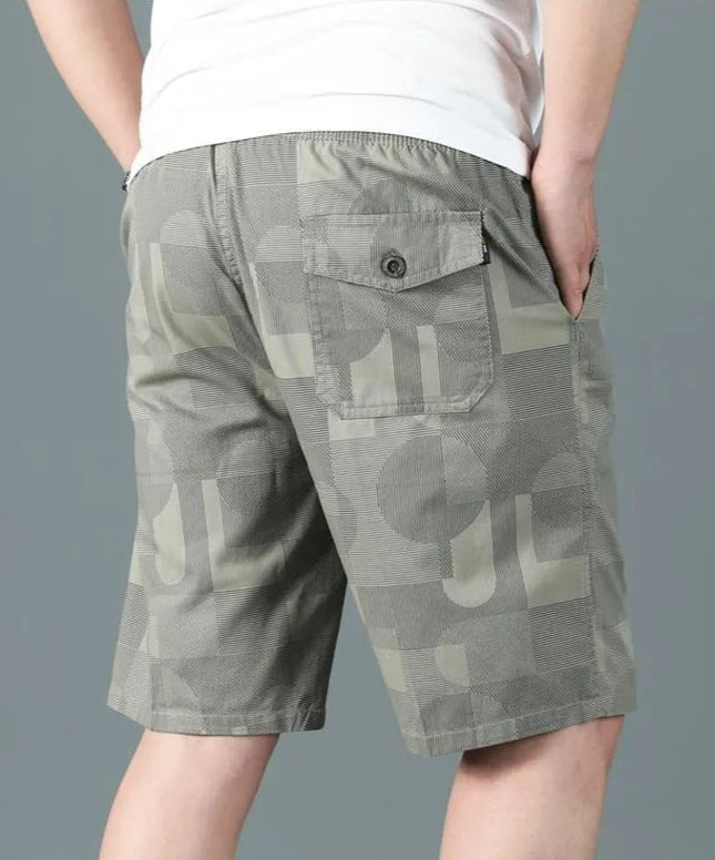 Bermuda hombre algodón estampado geométrico estilo relajado - Mateo