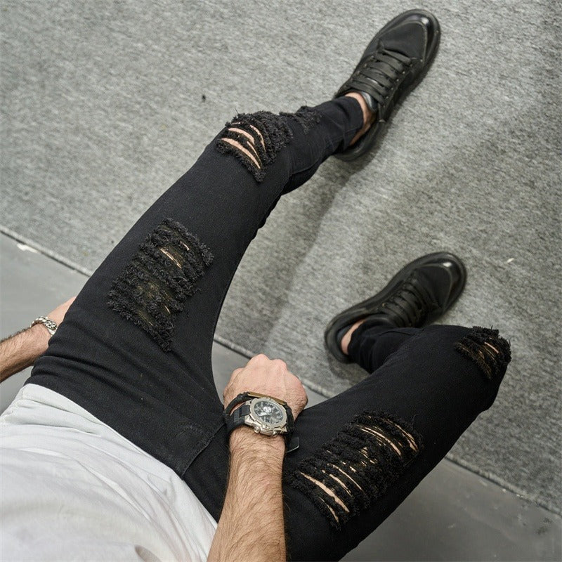Pantalones vaqueros hombre denim rasgado estilo pitillo - Iván