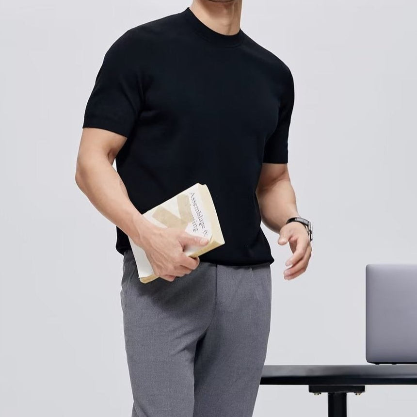 Camiseta para hombre de algodón mercerizado cuello redondo estilo minimalista - Hugo