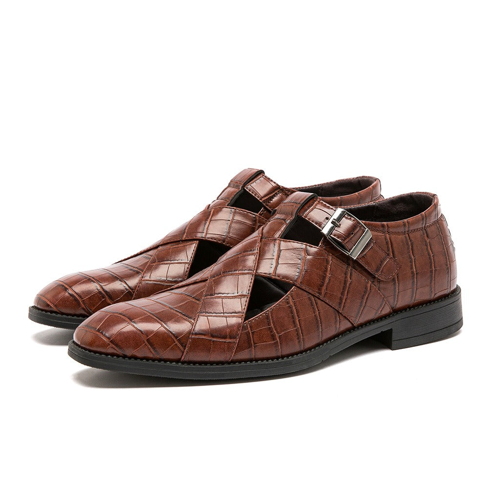 Zapatos formales hombre diseño calado cuero marrón elegante - Ferrano