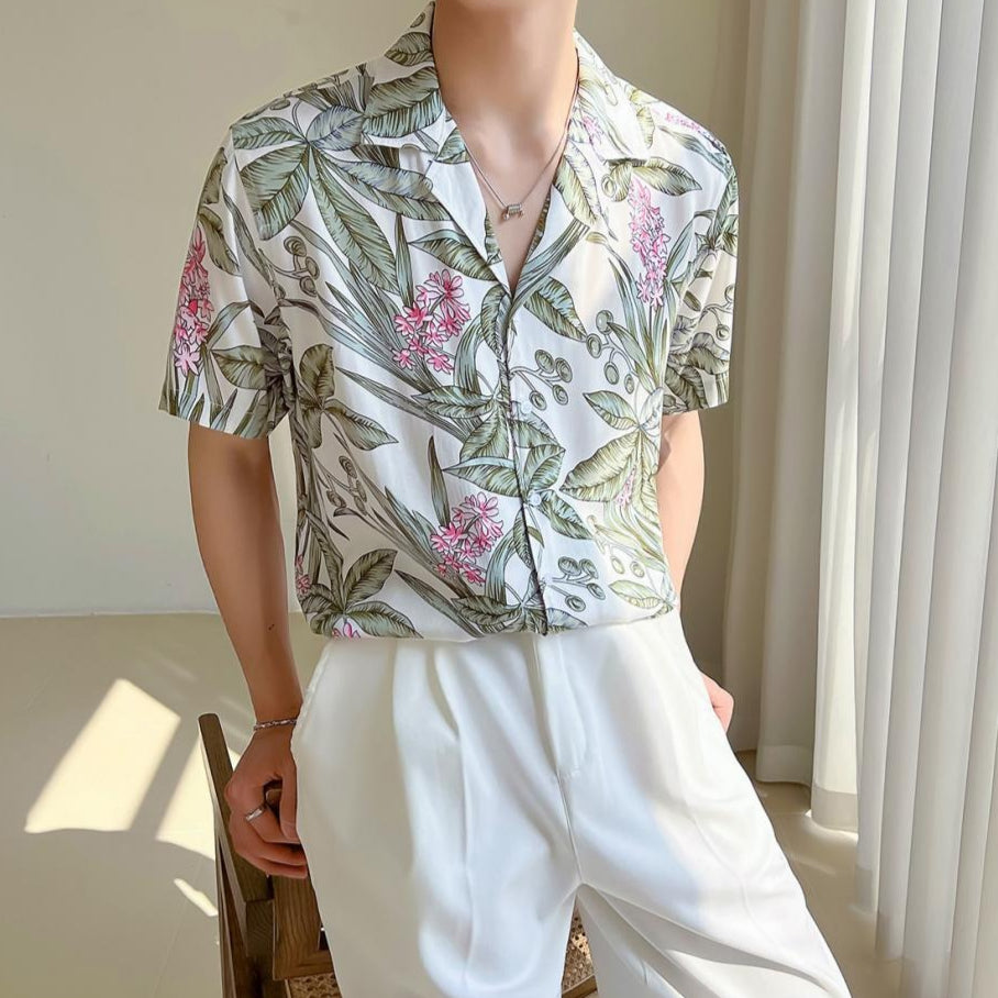 Camisa para hombre viscosa con estampado tropical estilo holgado - Julián