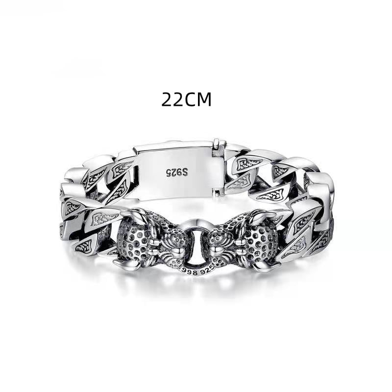 Pulsera hombre cabeza de leopardo diseño tribal metálico - Hekkan
