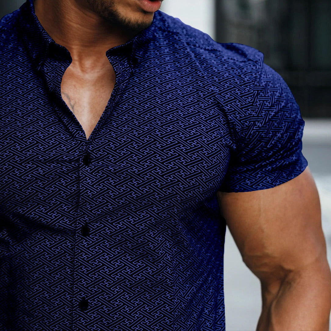 Camisa hombre estampado geométrico ajuste entallado - Adrián