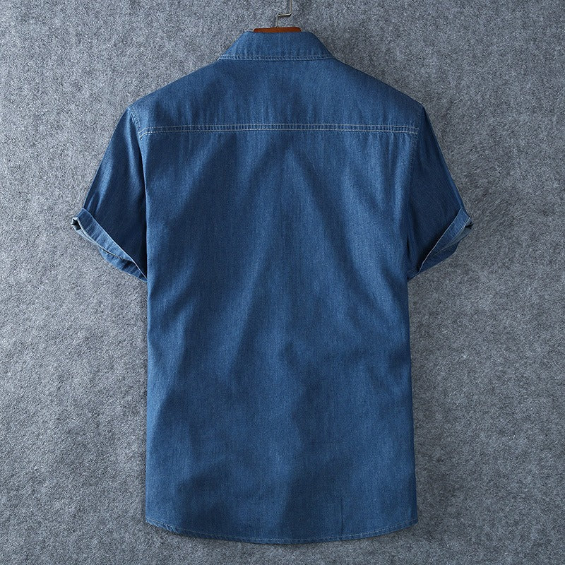 Camisa vaquera hombre manga corta algodón azul - Denver