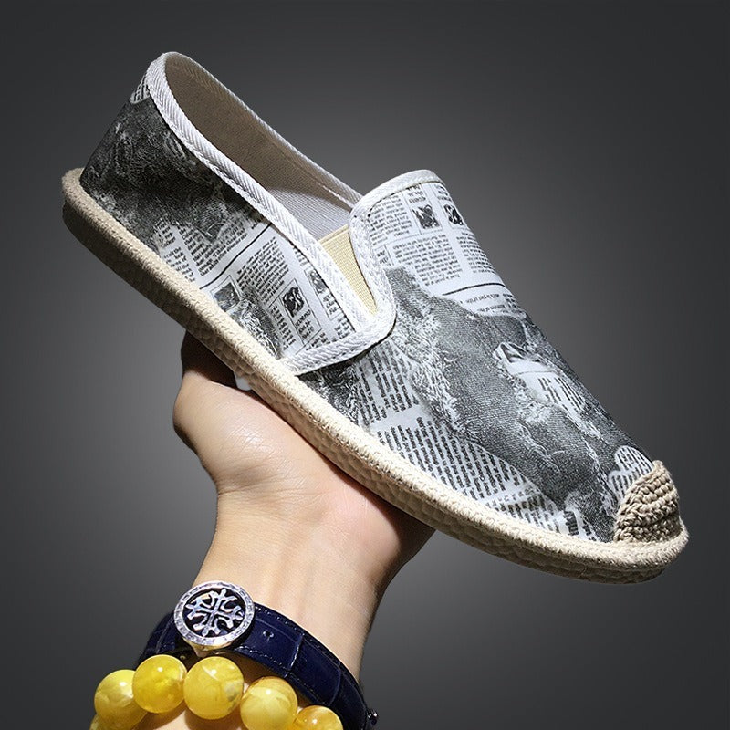 Zapatos planos hombre sin cordones diseño periódico - Arlen
