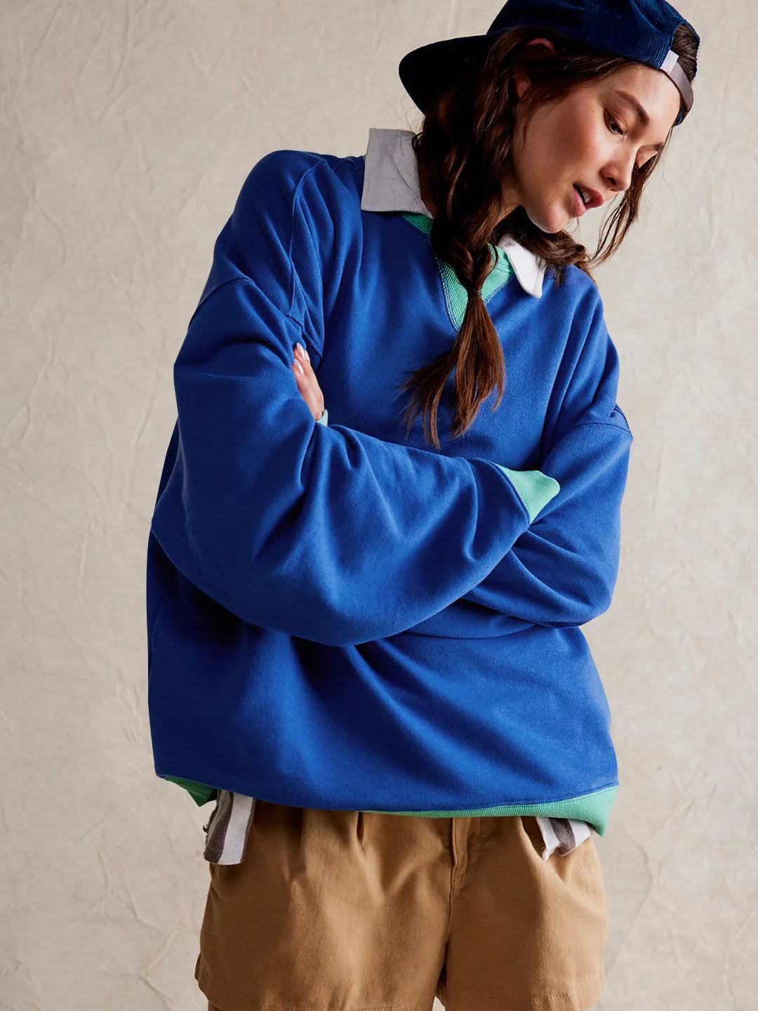 Linda - Suéter de colores con mangas farol Casual