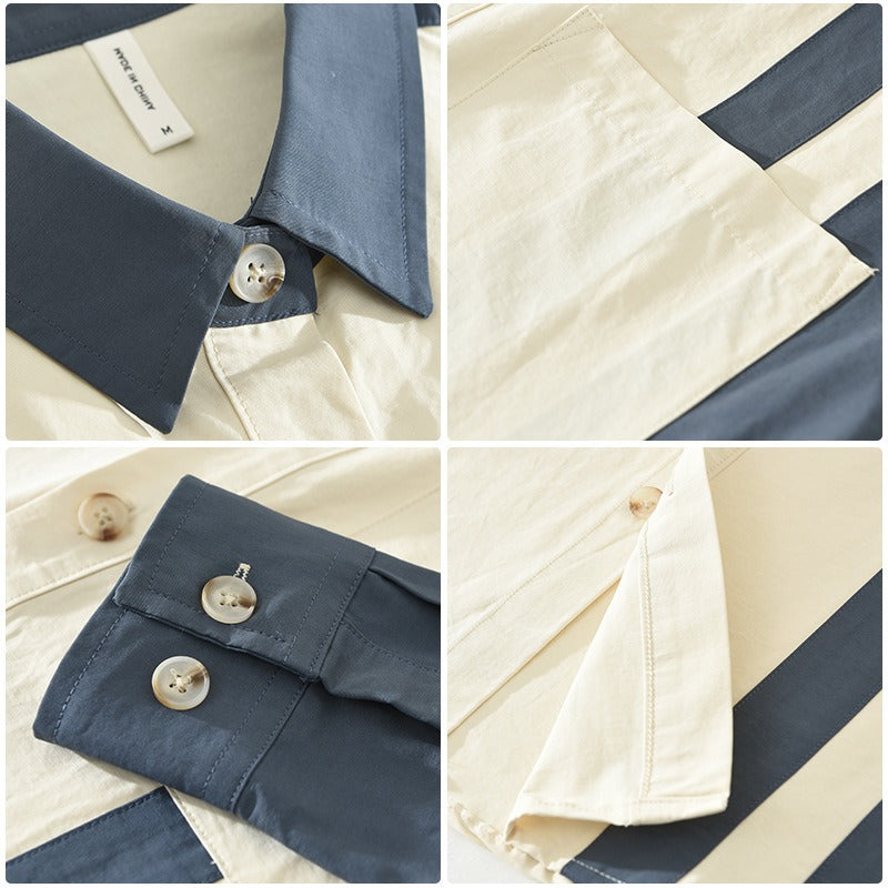 Camisa para hombre de algodón estampado retro estilo casual - Mateo