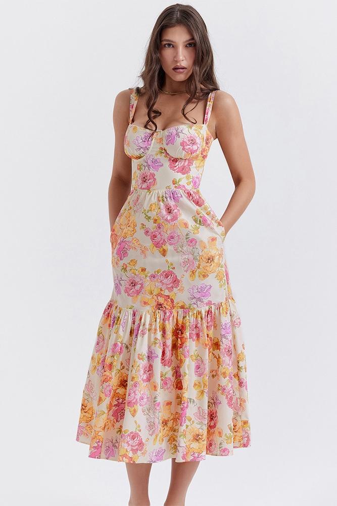 Cottie Vestido midi acampanado estampado