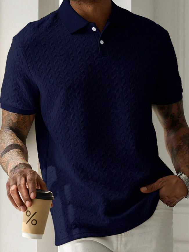 Polo hombre textura geométrica color crema - Edgar