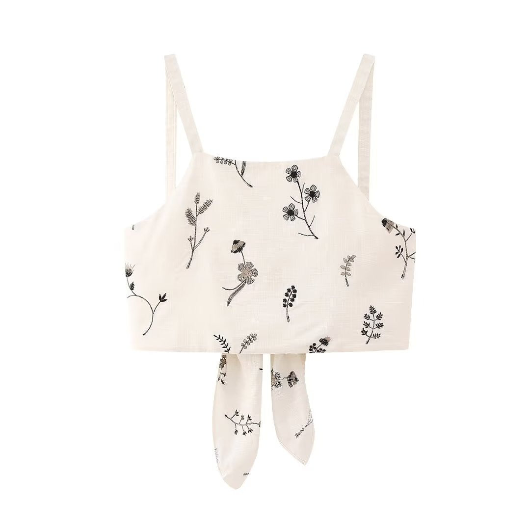 Conjunto 2 piezas estampado floral crema - Liora