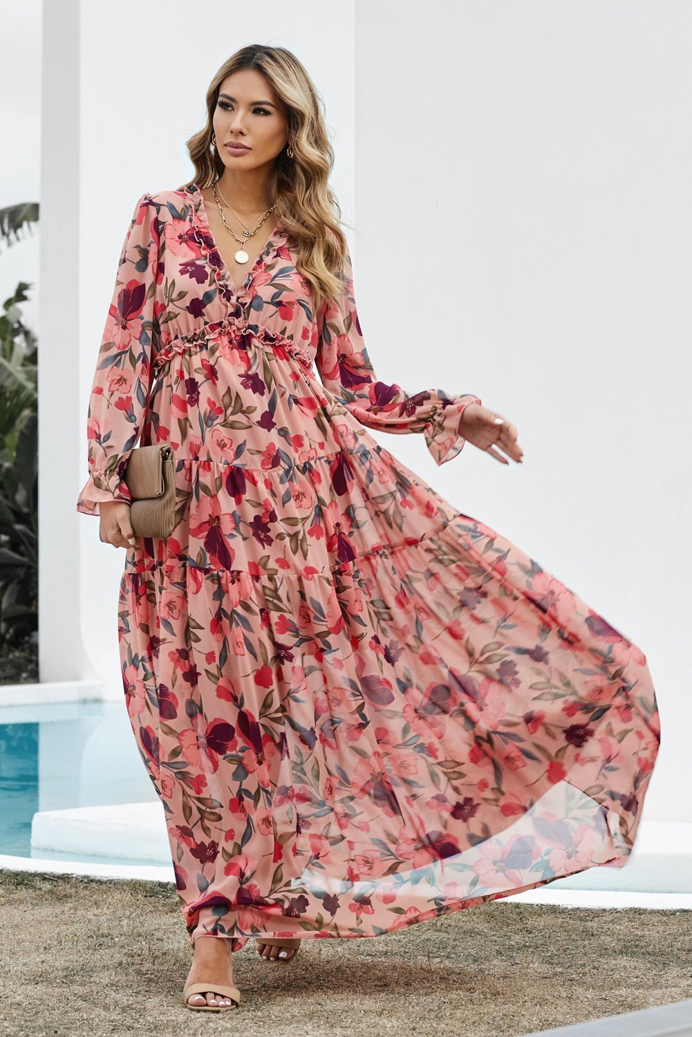 Aloisa - Maxi vestido estampado con escote en V
