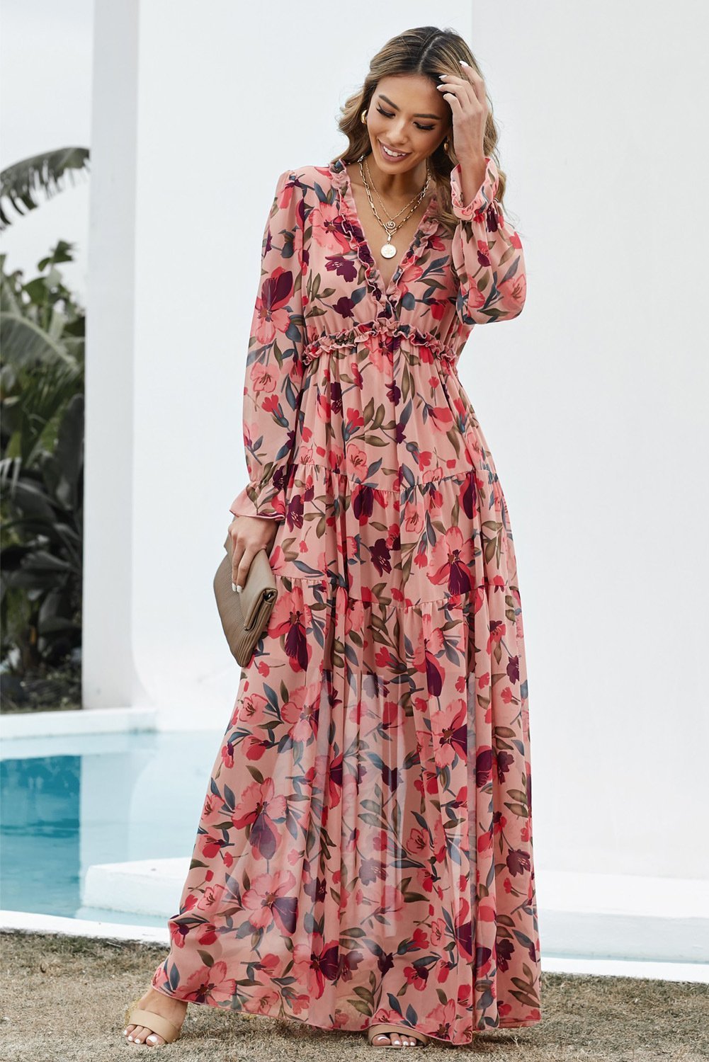Aloisa - Maxi vestido estampado con escote en V