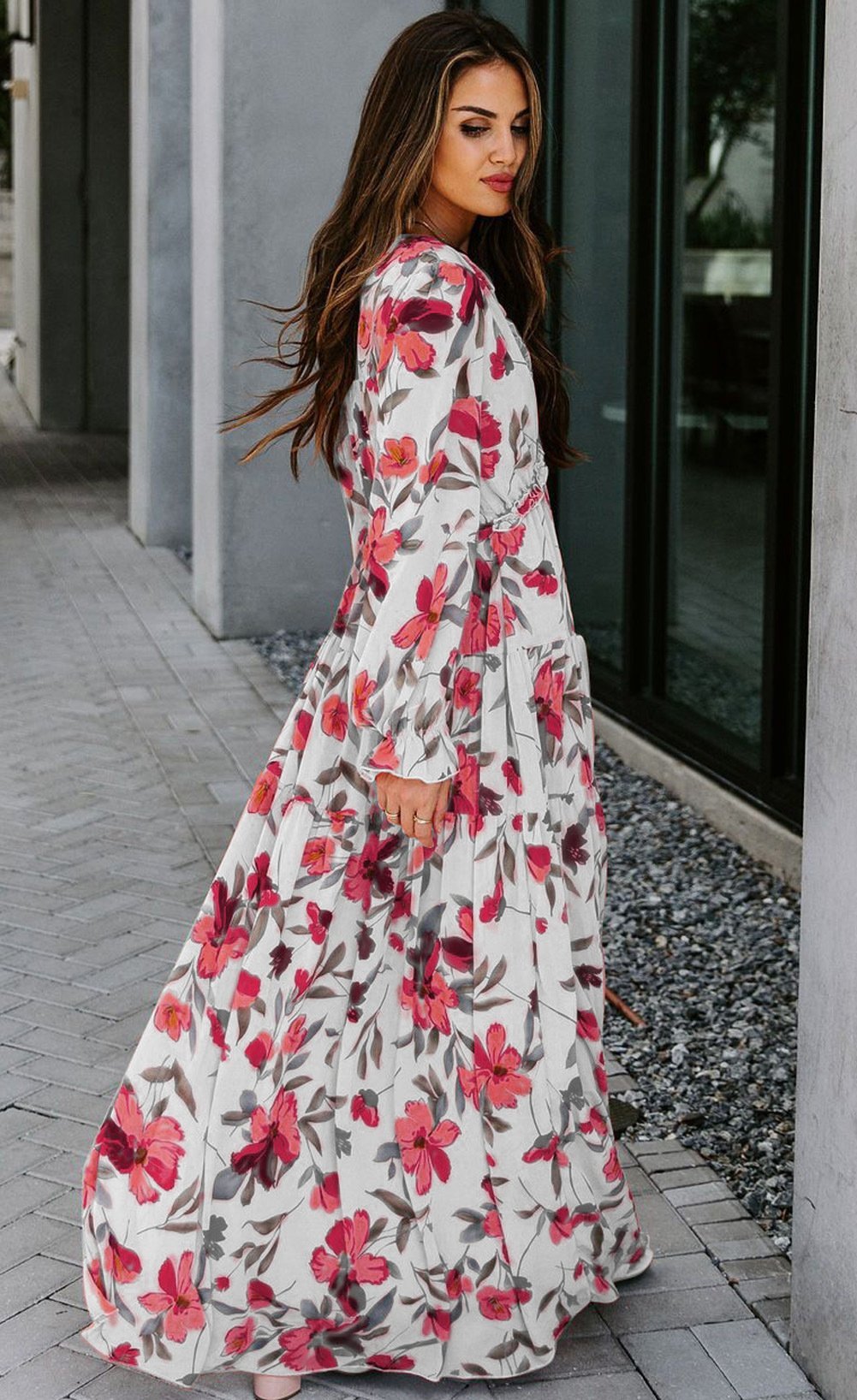 Aloisa - Maxi vestido estampado con escote en V
