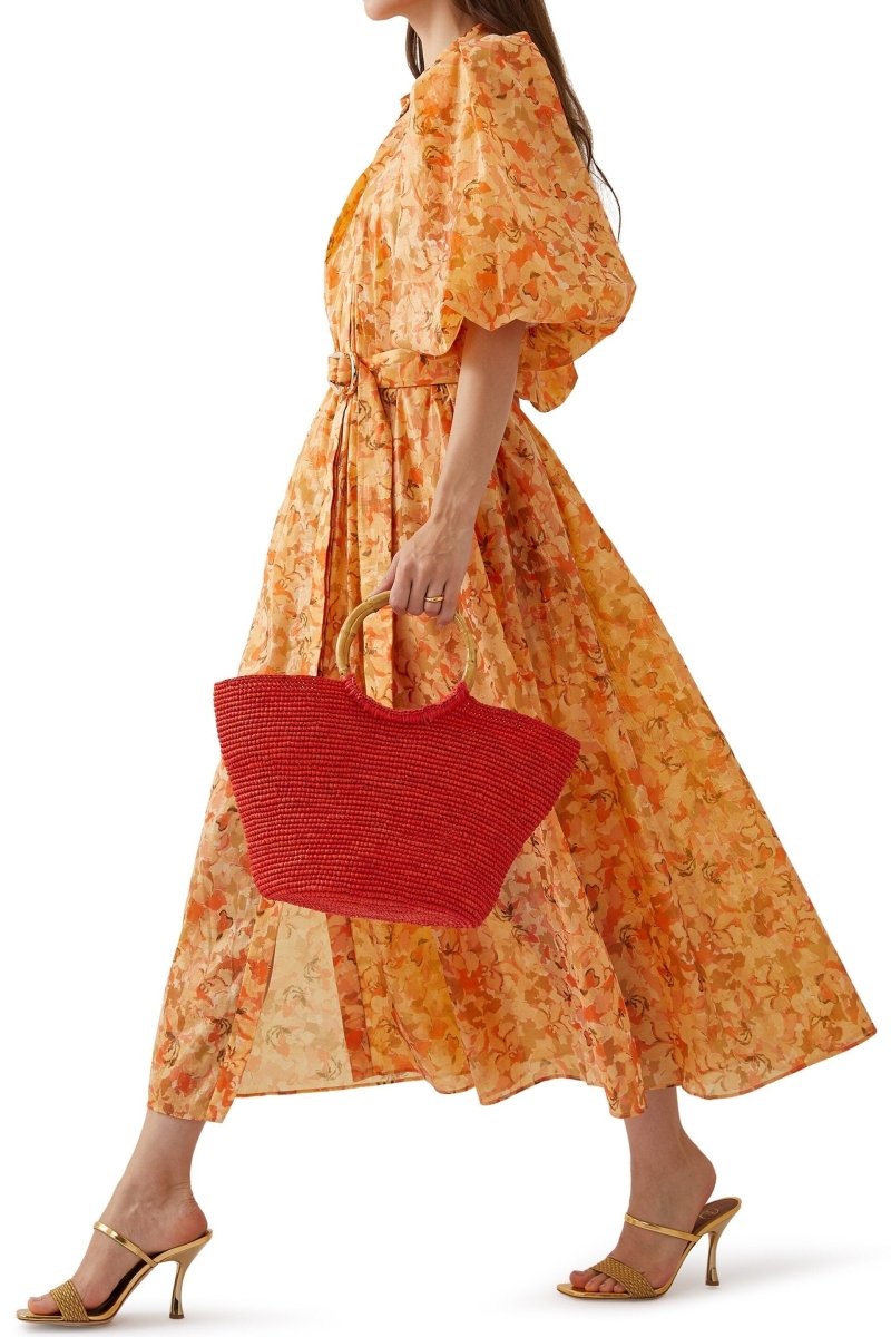 Dane - Vestido midi estampado con cinturón