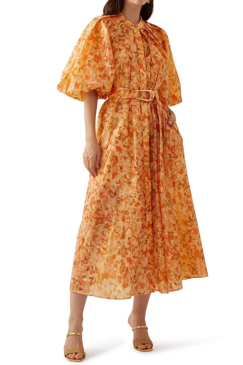 Dane - Vestido midi estampado con cinturón
