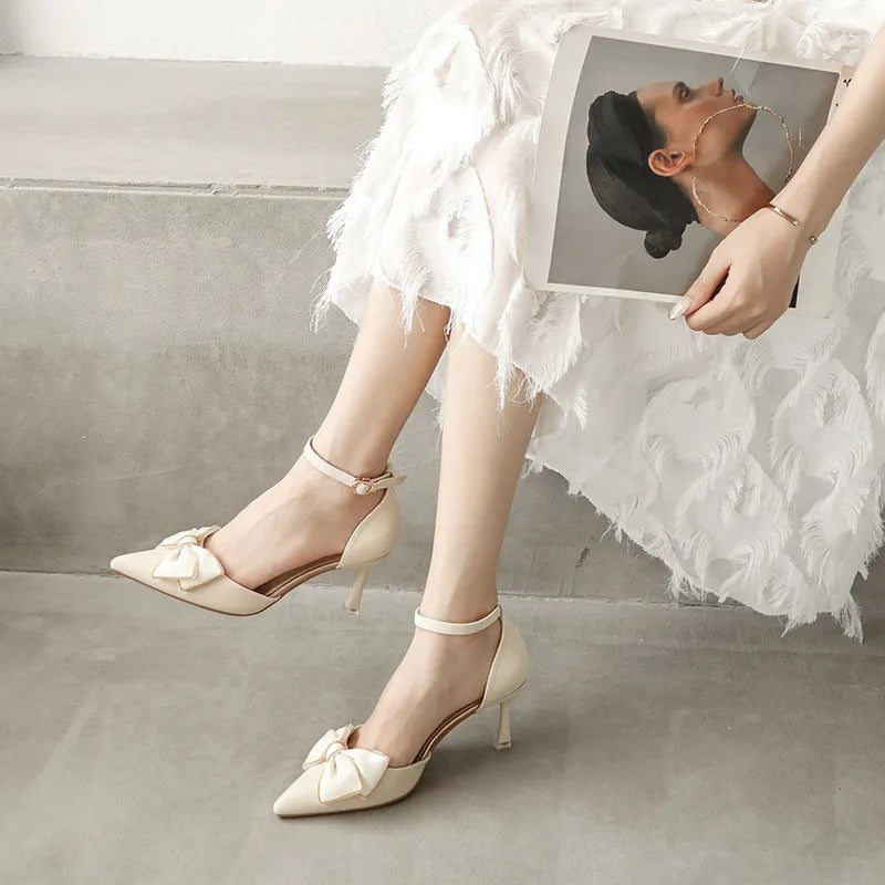 Zapatos de tacón para mujer detalle lazo estilo elegante - Clarisse