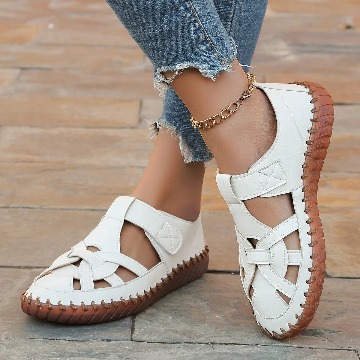 Zapatos planos mujer estilo mocasín con diseño calado - Anelya