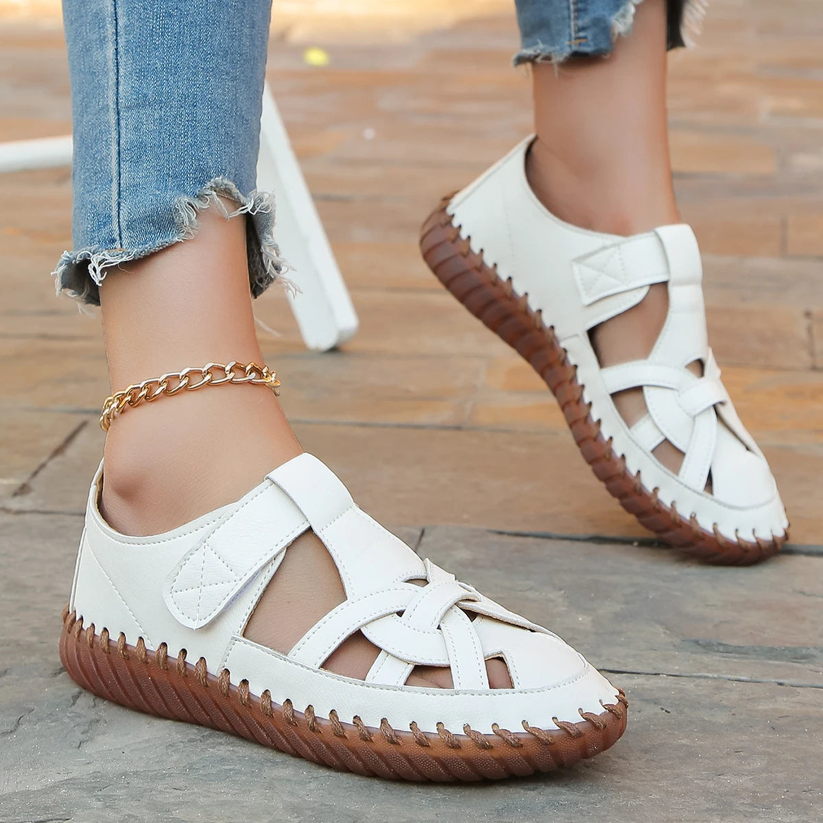 Zapatos planos mujer estilo mocasín con diseño calado - Anelya