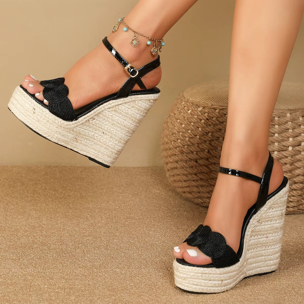 Sandalias mujer cuña yute diseño trenzado - Adriana