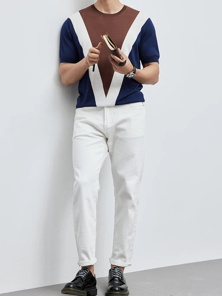 Camiseta para hombre mezcla acetato diseño geométrico moderno - Iván