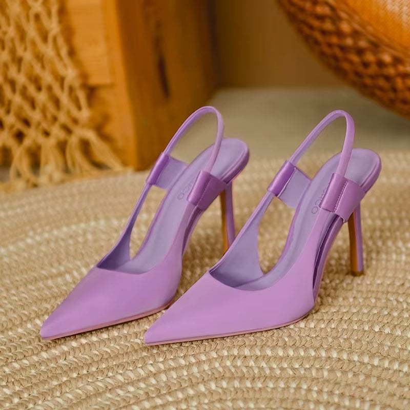 Zapatos de tacón para mujer punta afilada estilo slingback - Renata