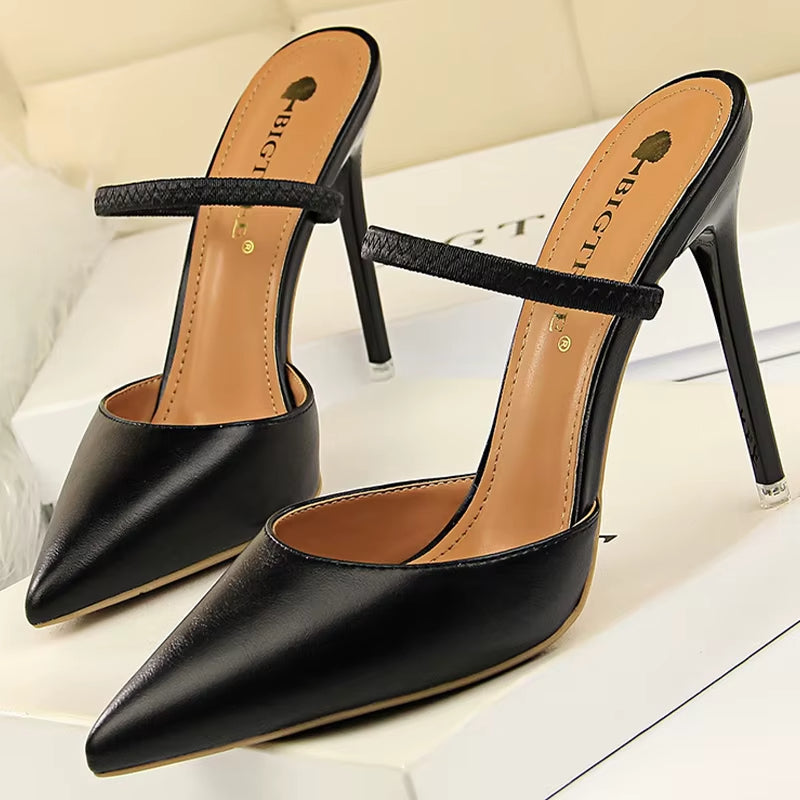 Zapatos de tacón para mujer de punta fina con talón abierto - Camila