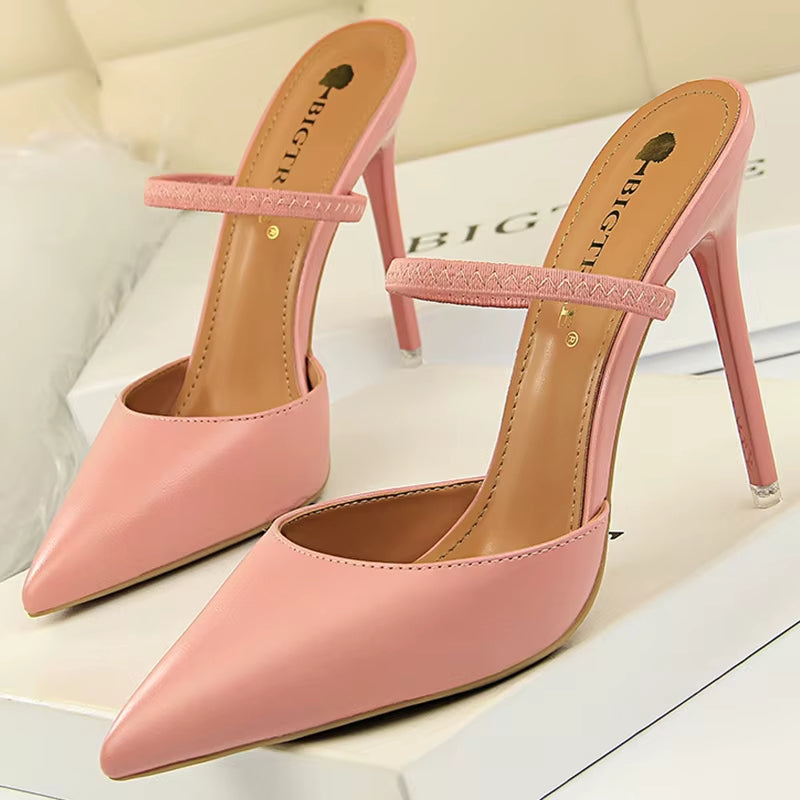 Zapatos de tacón para mujer de punta fina con talón abierto - Camila