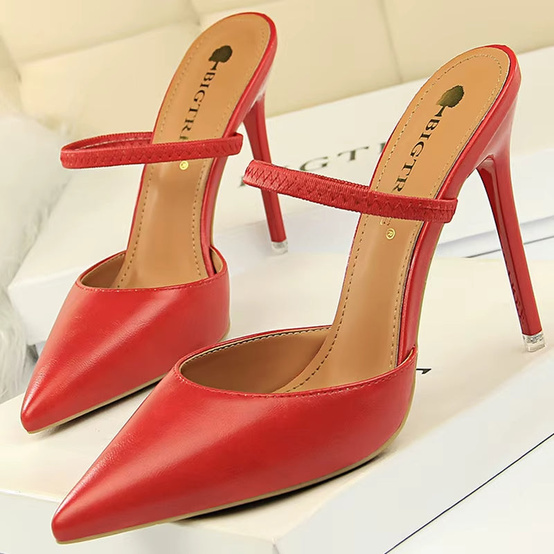 Zapatos de tacón para mujer de punta fina con talón abierto - Camila
