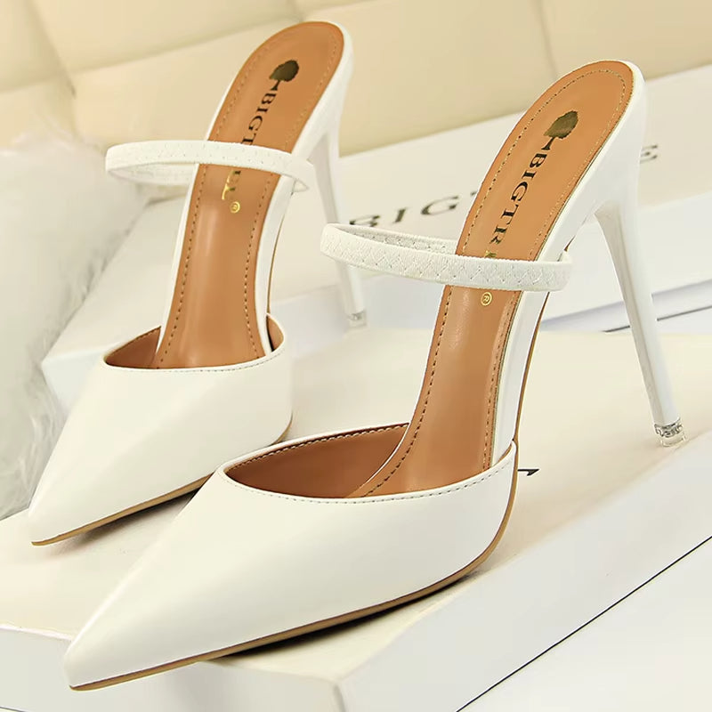 Zapatos de tacón para mujer de punta fina con talón abierto - Camila