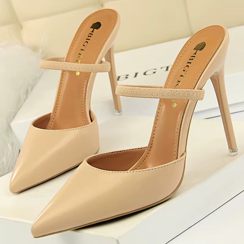 Zapatos de tacón para mujer de punta fina con talón abierto - Camila