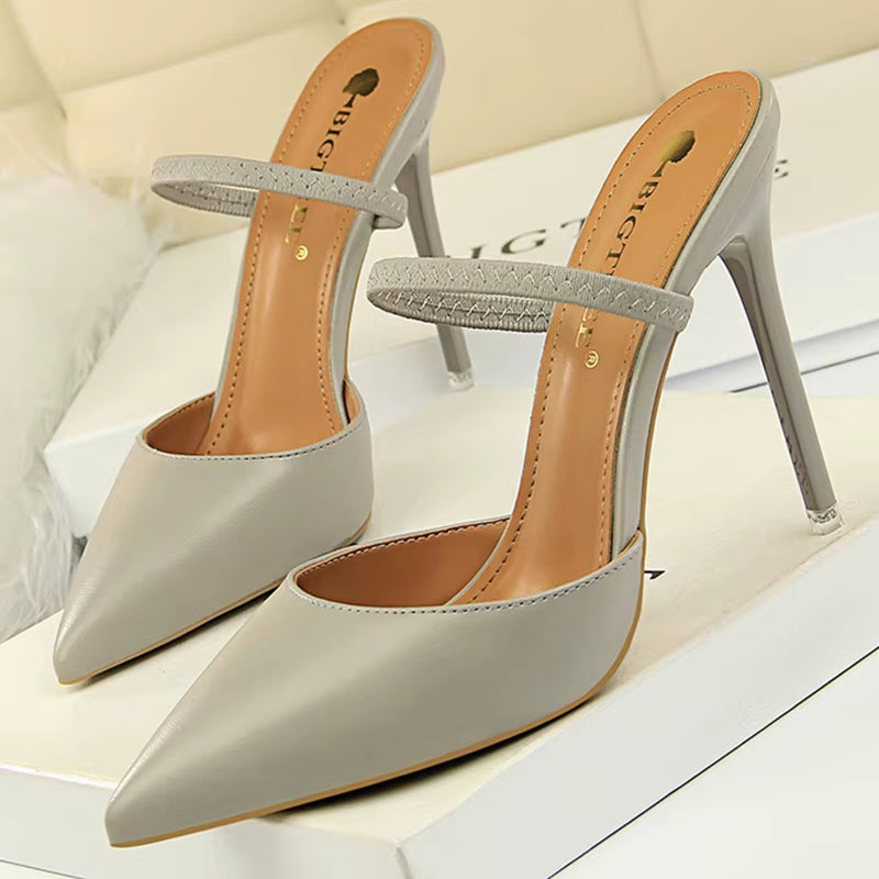 Zapatos de tacón para mujer de punta fina con talón abierto - Camila