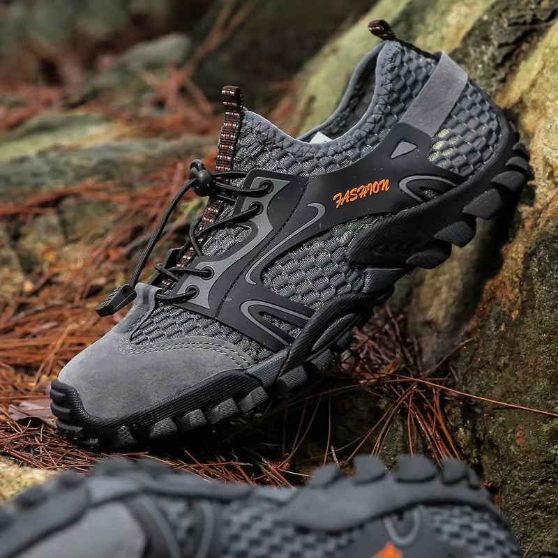 Zapatillas trekking hombre suela antideslizante malla negra - Altus