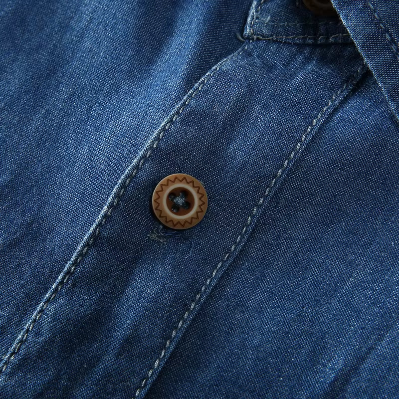 Camisa vaquera hombre manga corta algodón azul - Denver