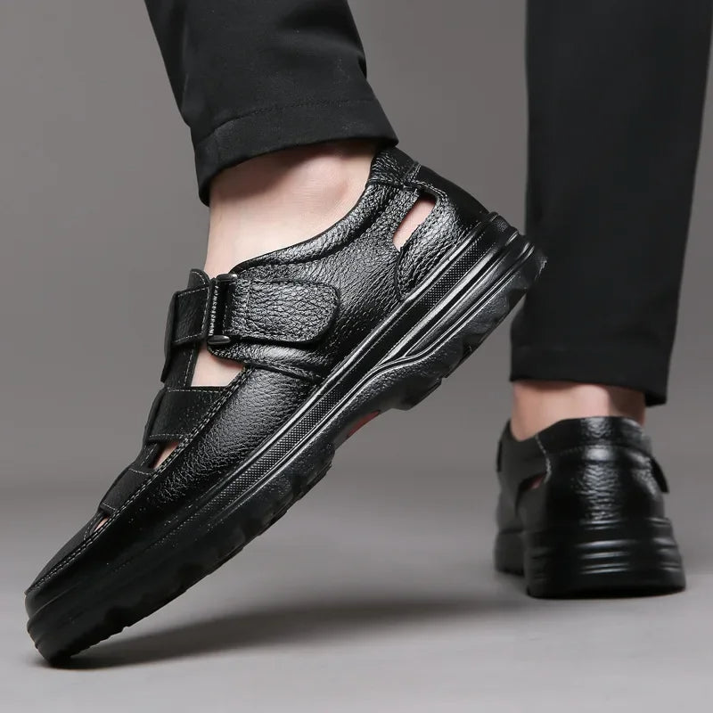 Zapatos calados hombre cuero transpirable negro clásico - Velmar