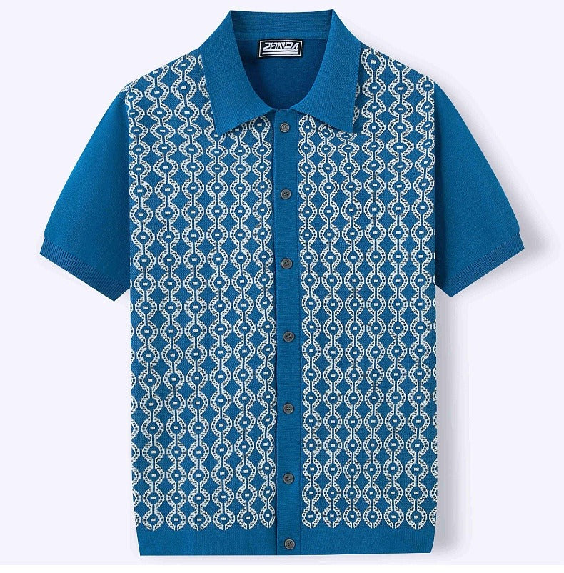 Camisa polo hombre tejido jacquard diseño geométrico - Esteban
