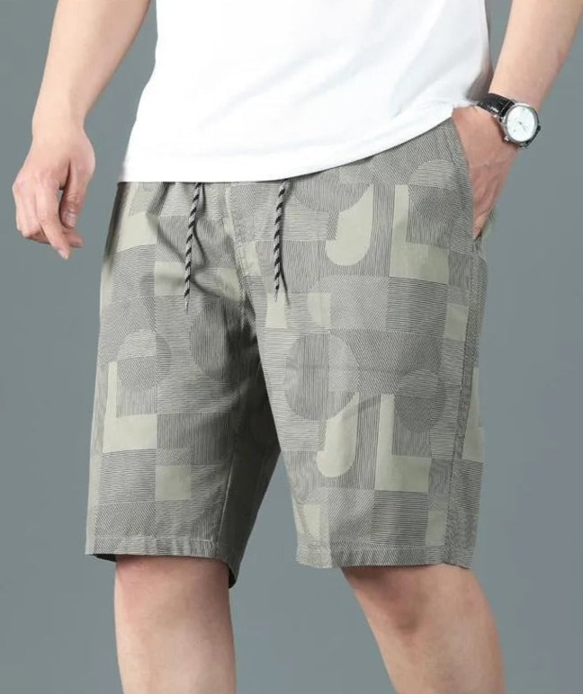 Bermuda hombre algodón estampado geométrico estilo relajado - Mateo