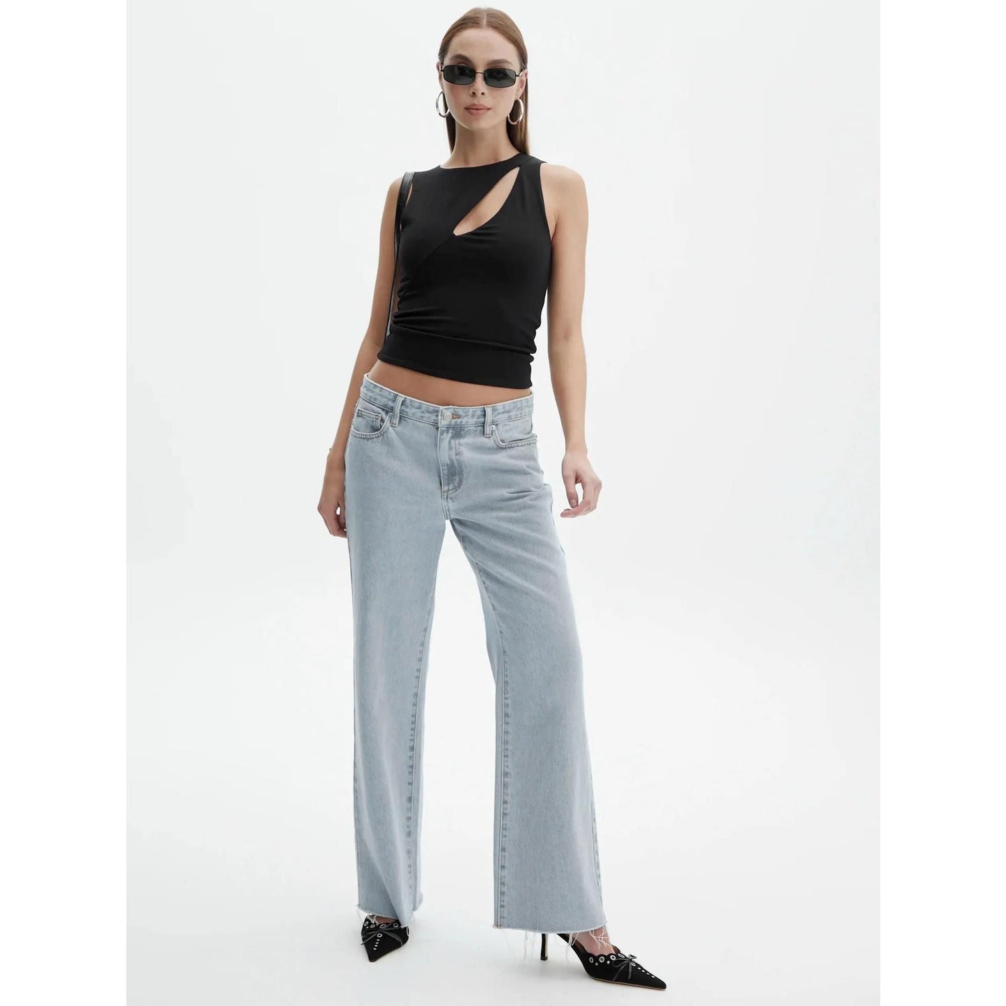 Lorea - Top de punto sin mangas de verano para mujer