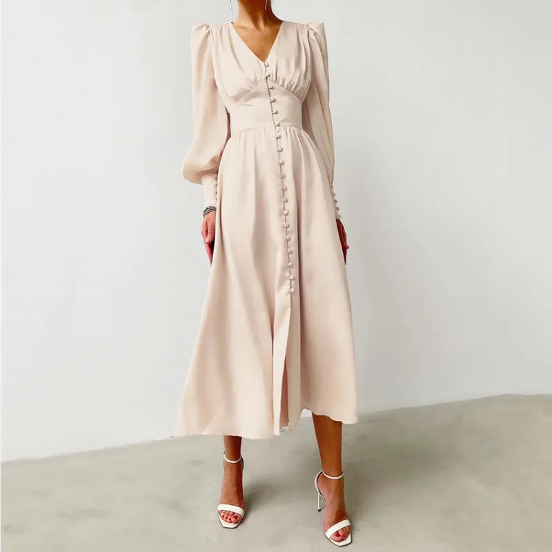 Jena - Vestido entallado con mangas farol