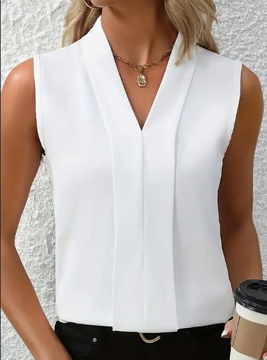 Sina - Elegante blusa sin mangas con escote en V para mujer