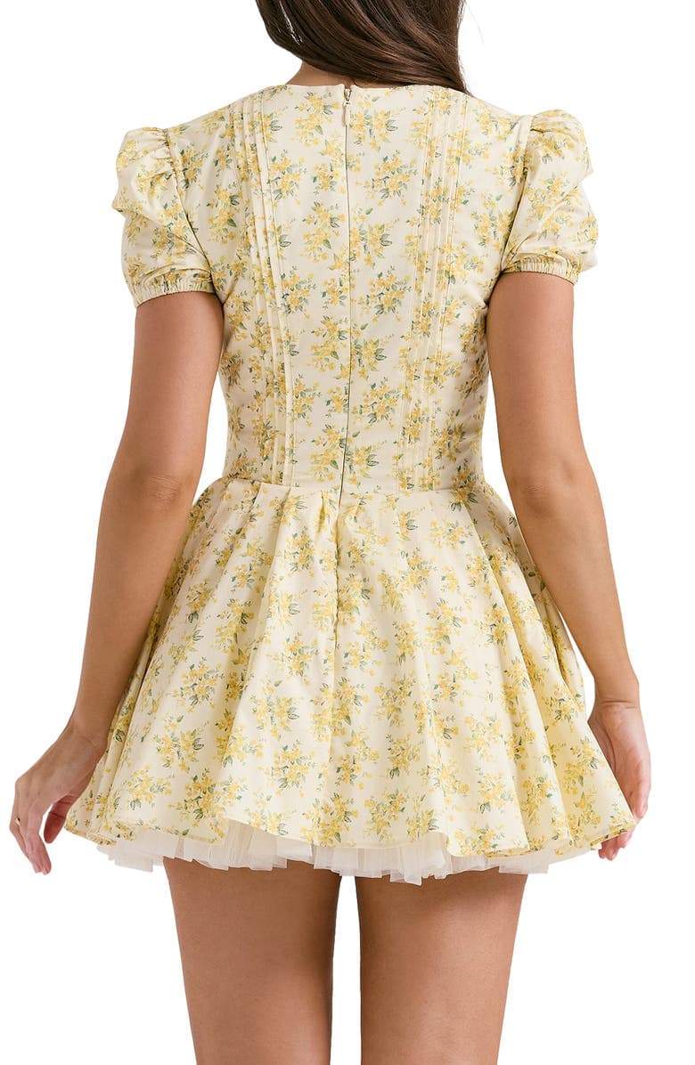 Emily - Vestido Mini con Corsé y Cuello en V de Flores
